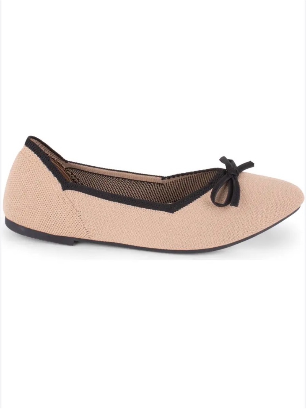 Tahari Blush Pink Ballet Flat with Black Trim and Bow